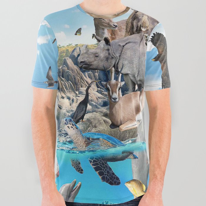 Ocean African Animal Animals Group Scene All Over Graphic Tee