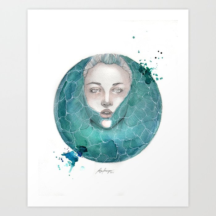 Drowning in a sea of Blue Art Print