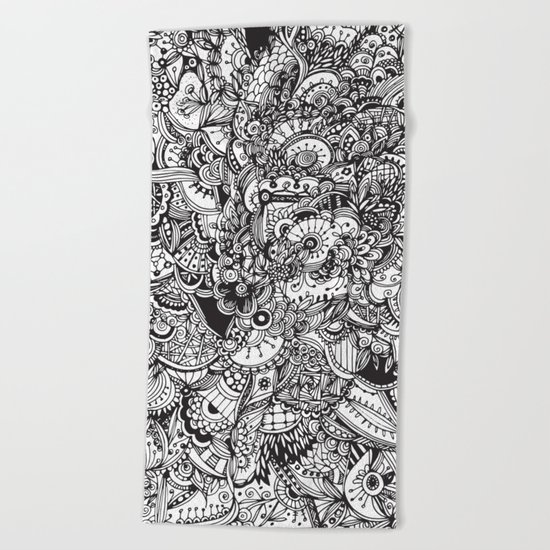 Detailed rectangle, black and white Beach Towel