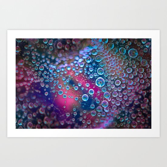 Magic iridescent colorful dew drops Art Print