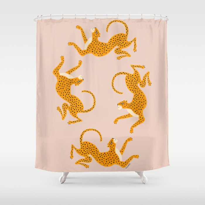 Leopard Race - pink Shower Curtain
