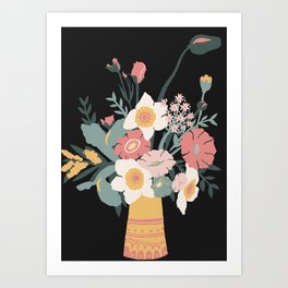 Floral grey Art Print