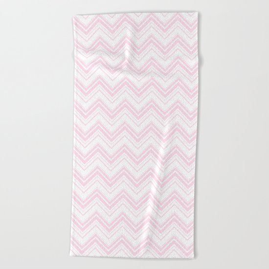 Chevron Zig Zag pattern pink on white on #Society6 Beach Towel