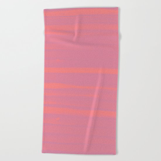 Peach Earth Lines, Pink Stripes Beach Towel