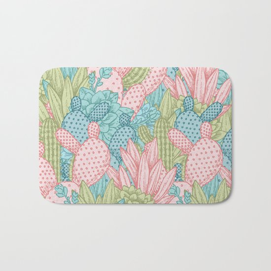 Pastel Cacti Obsession #society6 Bath Mat