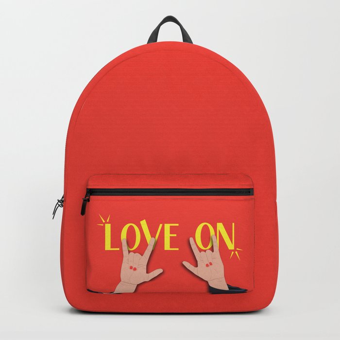 Love On Sign (I Love You) Language Hands - Red and Yellow Colorway Backpack