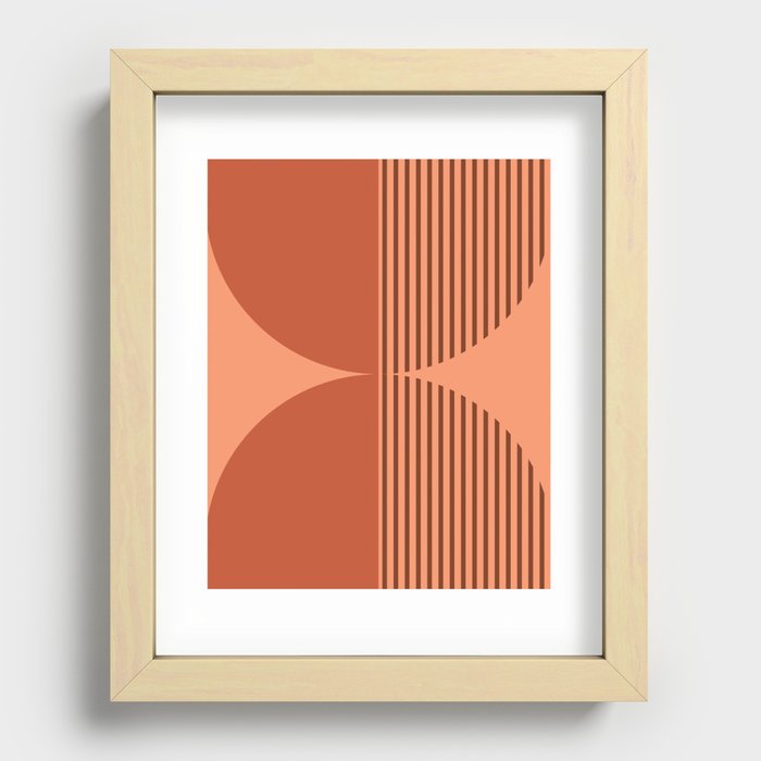 Abstraction Shapes 118 in Terracotta Brown Shades (Moon Phase Abstract)  Recessed Framed Print