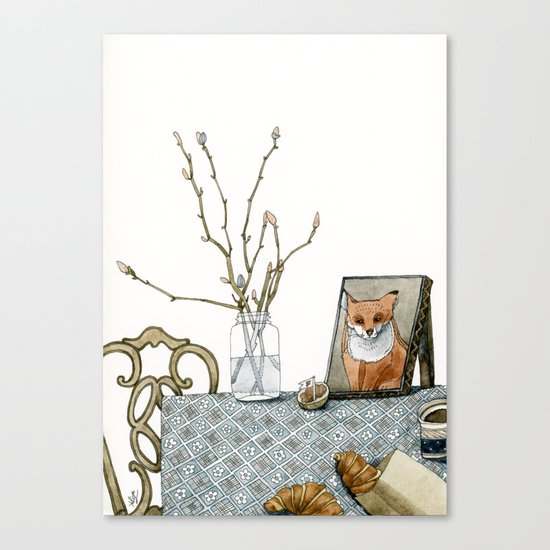 coffee and croissants Canvas Print