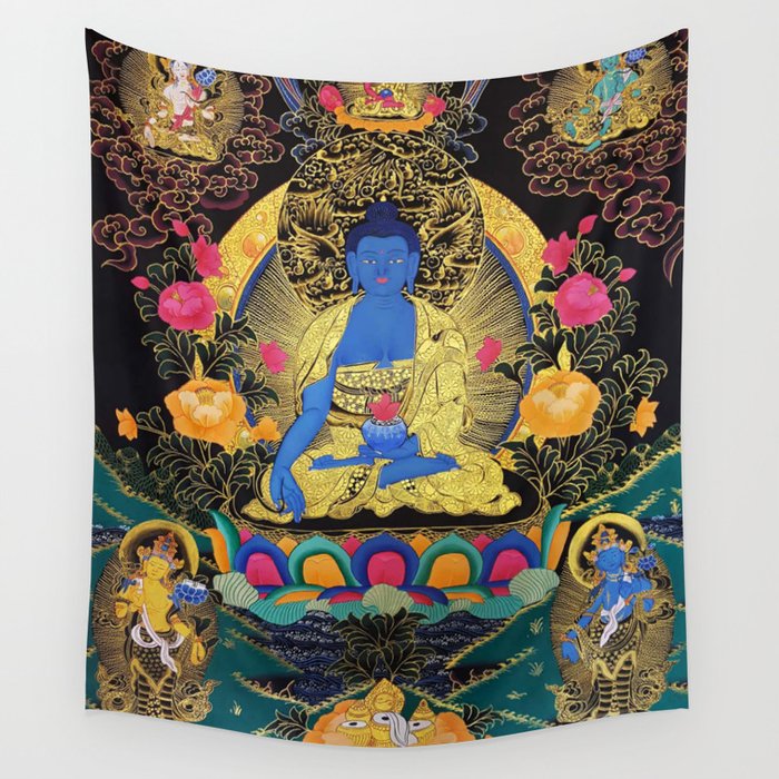 Buddha Medicine Thangka 1 Wall Tapestry