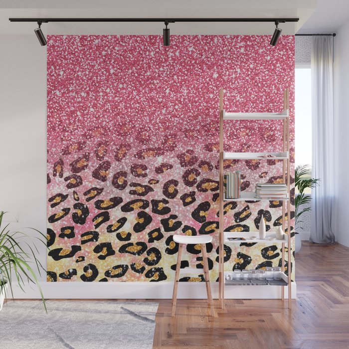Cute Girly Trendy Bubble Gum Pink Faux Glitter Leopard Animal Print Pattern Wall Mural By Inovarts Society6 Find and download pink leopard wallpapers wallpapers, total 15 desktop background. cute girly trendy bubble gum pink faux glitter leopard animal print pattern wall mural by inovarts