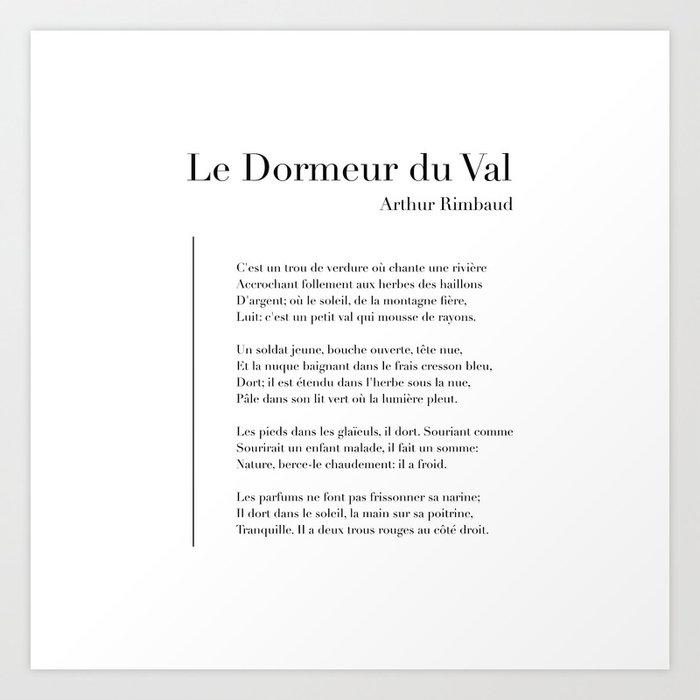 Le Dormeur du Val by Arthur Rimbaud Art Print by Wise Magpie Prints ...