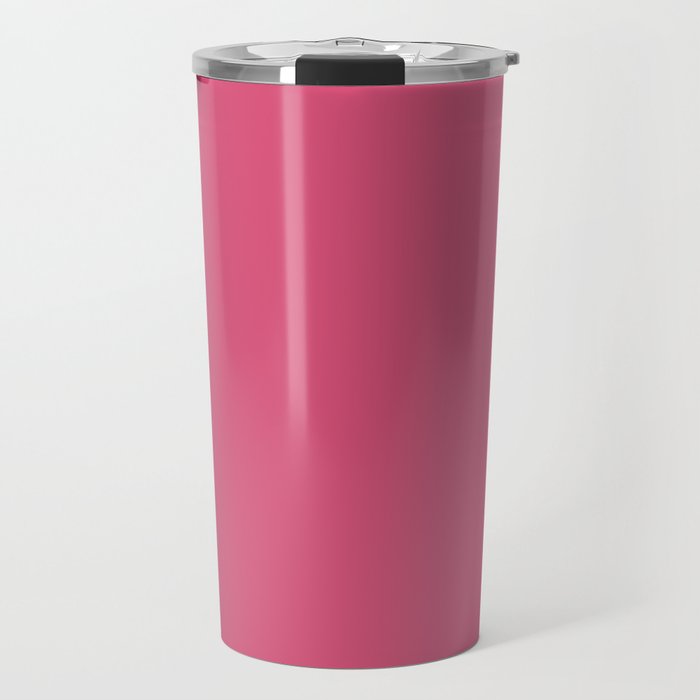 Mid-tone Magenta Solid Color - Patternless Pairs Pantone 2022 Popular Shade Pink Flambe 18-2133 Travel Mug