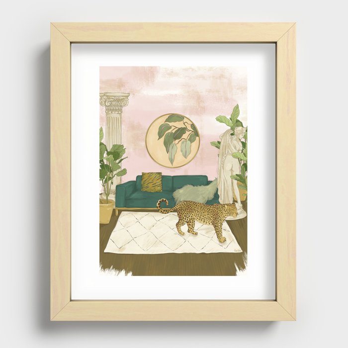 A Leopard in the Living Room Recessed Framed Print