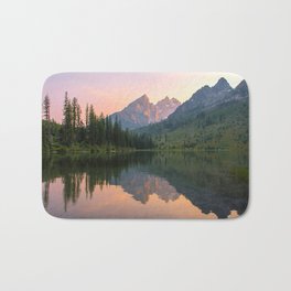 Reflecting The Tetons Bath Mat | Refection, Nature, Hdr, Photo, Wyomings, Nationalpark, Color, Sunset, Landscape, Digital 