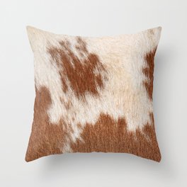 Bright Tan Brown Cattle Hide Print (Faux Digital Print, ix 2021) Throw Pillow