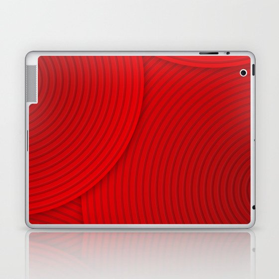 Red Color Gradient Circle Line Art  Design Laptop & iPad Skin