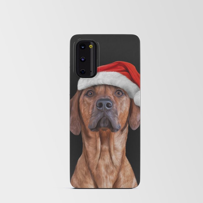 Drawing Vizsla Pointer in red hat of Santa Claus  Android Card Case