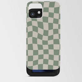 Sage Green Wavy Checkered Pattern iPhone Card Case