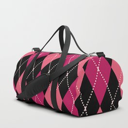 Pink And Black Argyle Diamonds Pattern Diamond Shape Tartan Quilt Knit Sweater Geometric  Duffle Bag