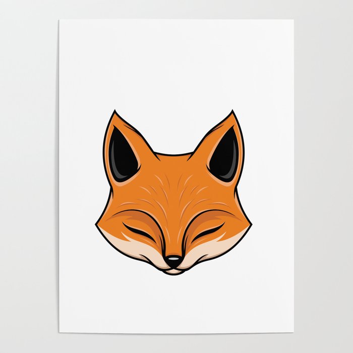 Fox Foxes Sleep Sleeping Watercolor Polygon Idea Poster