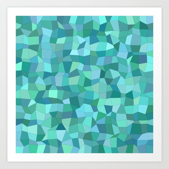 Teal rectangle mosaic Art Print