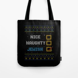 Funny Nice Naughty Jewish Menorah Hanukkah Tote Bag