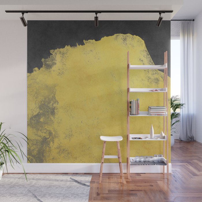 Minimal Landscape Black and Yellow 01 Wall Mural