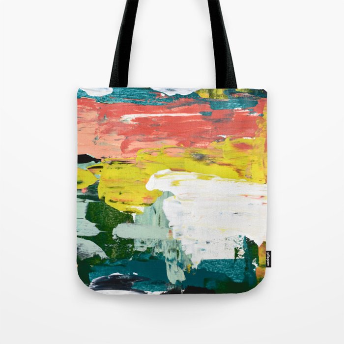 Venice Beach: A vibrant abstract painting in Neon Green, pink, and white by Alyssa Hamilton Art  Tote Bag