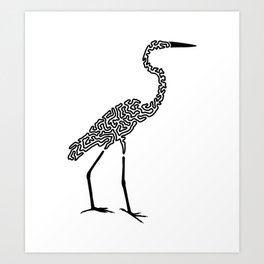 Squiggle Egret Art Print