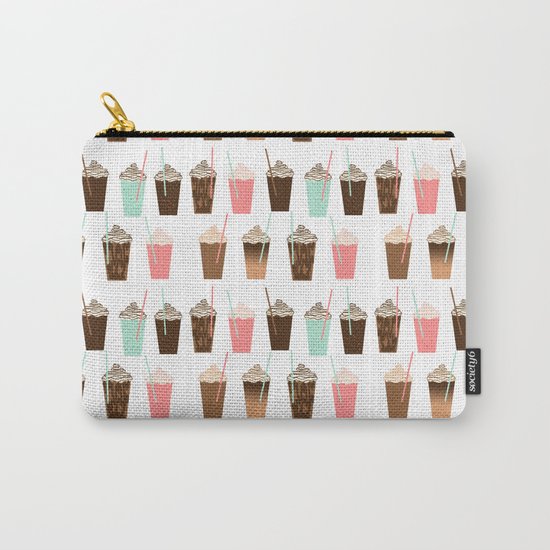 Iced Coffee - latte mocha coffee cafe summer cappuccino dessert sweet treat caramel pattern Carry-All Pouch