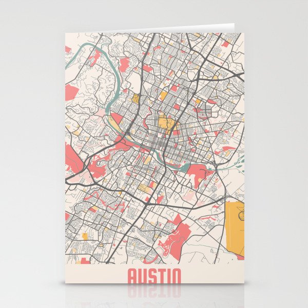 Austin city map Stationery Cards