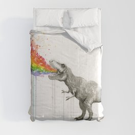 T-Rex Dinosaur Rainbow Puke Taste the Rainbow Watercolor Comforter