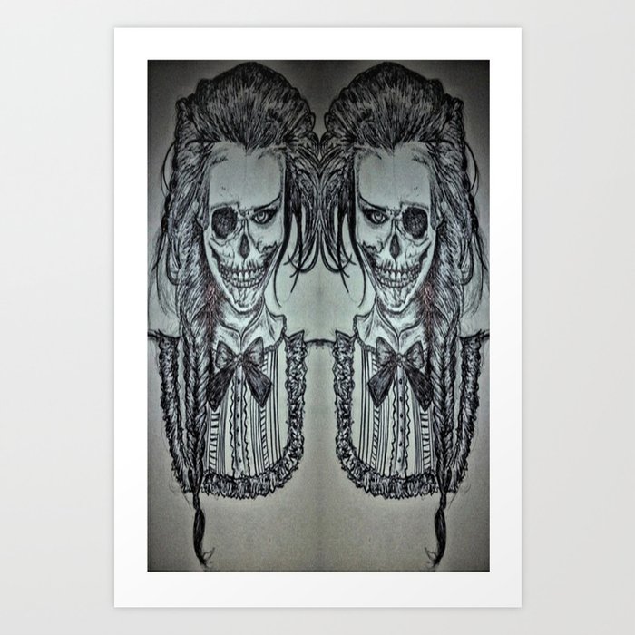 Half Skull Half Girl Face Art Print By Meykazhane Society6