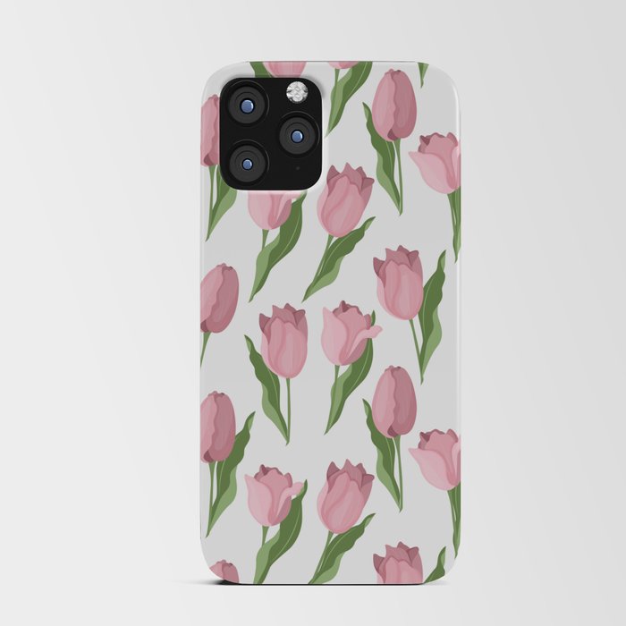Seamless pattern of pale pink tulips iPhone Card Case
