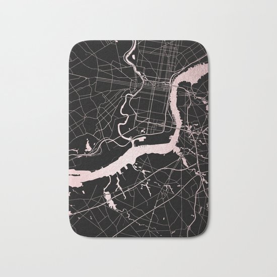 Philadelphia - Black and Rose Gold Bath Mat