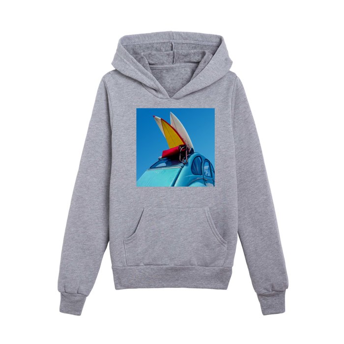 France, Lacanau, 2CV with Surfboards Kids Pullover Hoodie