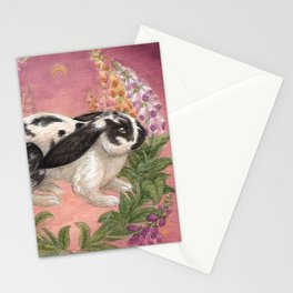 Foxglove Rabbit and Flowers Stationery Card
