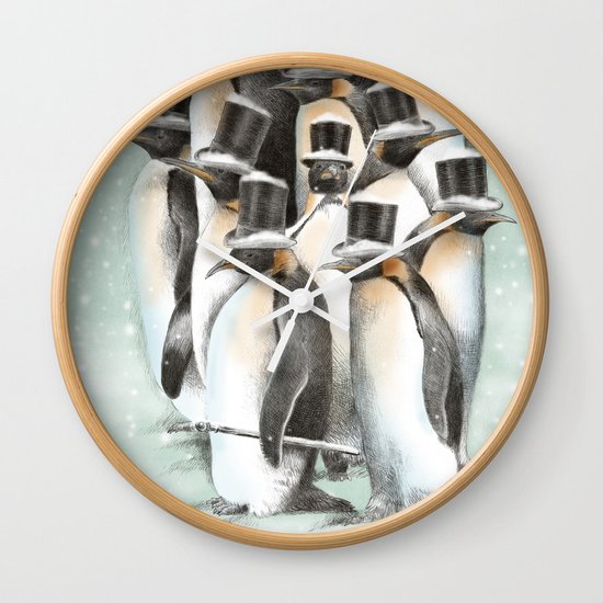 A Gathering in the Snow Wall Clock