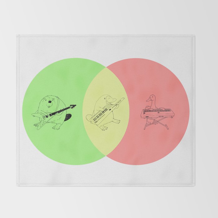 Keytar Platypus Venn Diagram - GYR Throw Blanket