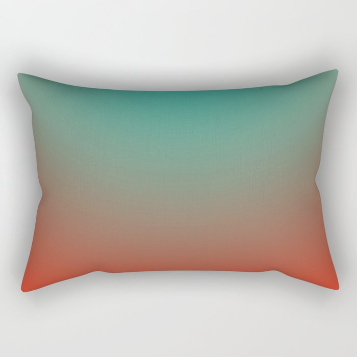 Trendy Teal Green and Orange Gradient Rectangular Pillow