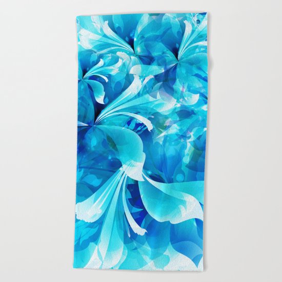 Stylized flowers in blue Beach Towel