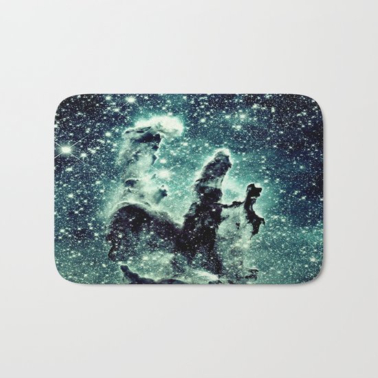 Nebula Galaxy : Teal Pillars of Creation Bath Mat