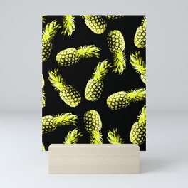 Pineapple Pattern on Black Mini Art Print