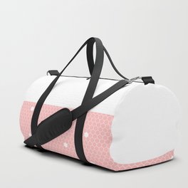 Polka Dots on Pink and White Horizontal Split Duffle Bag