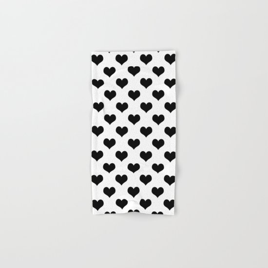 White Black Heart Minimalist Hand & Bath Towel