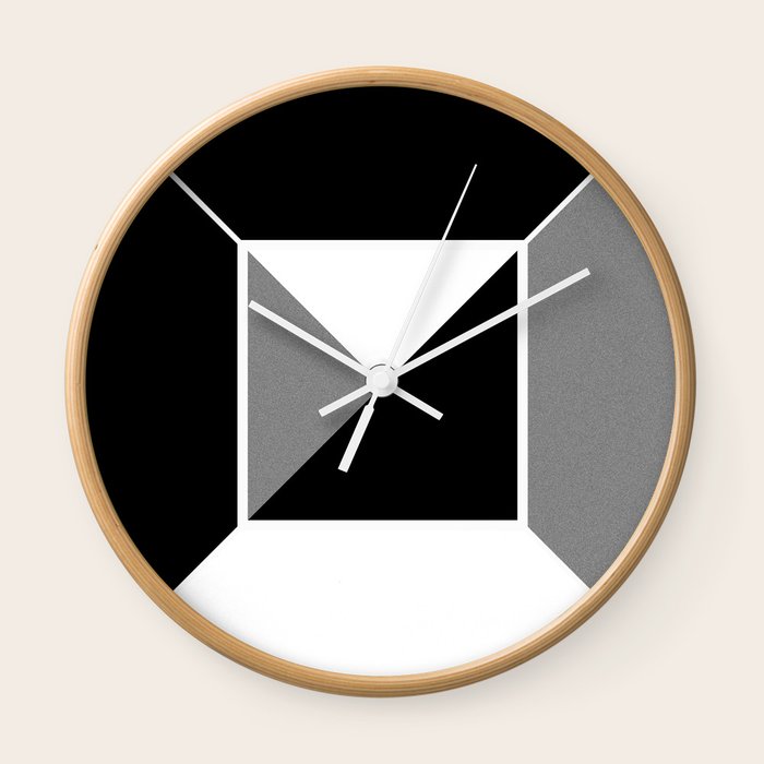 Minimal Geometries In Black And White Abstract Wall Clock