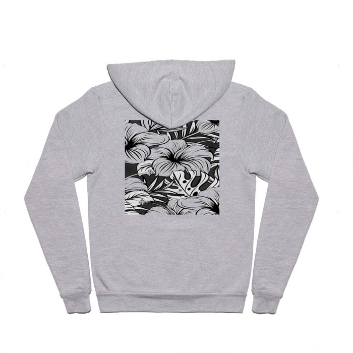 Black and White Tropical Floral Hoody