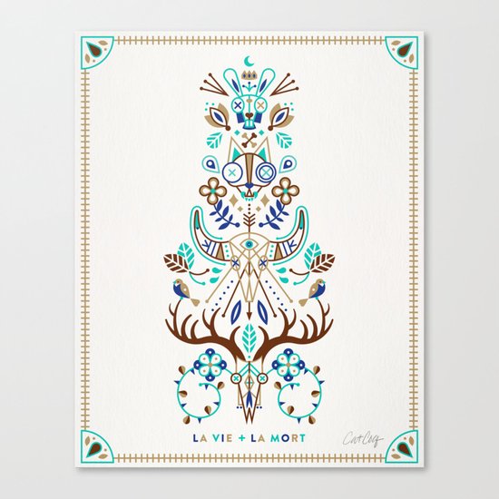 La Vie & La Mort – Turquoise and Brown Canvas Print
