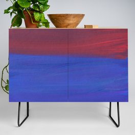 Abstract Red Blue Minimalist Painting Credenza