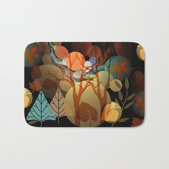Trees and leaves in sun spots Bath Mat